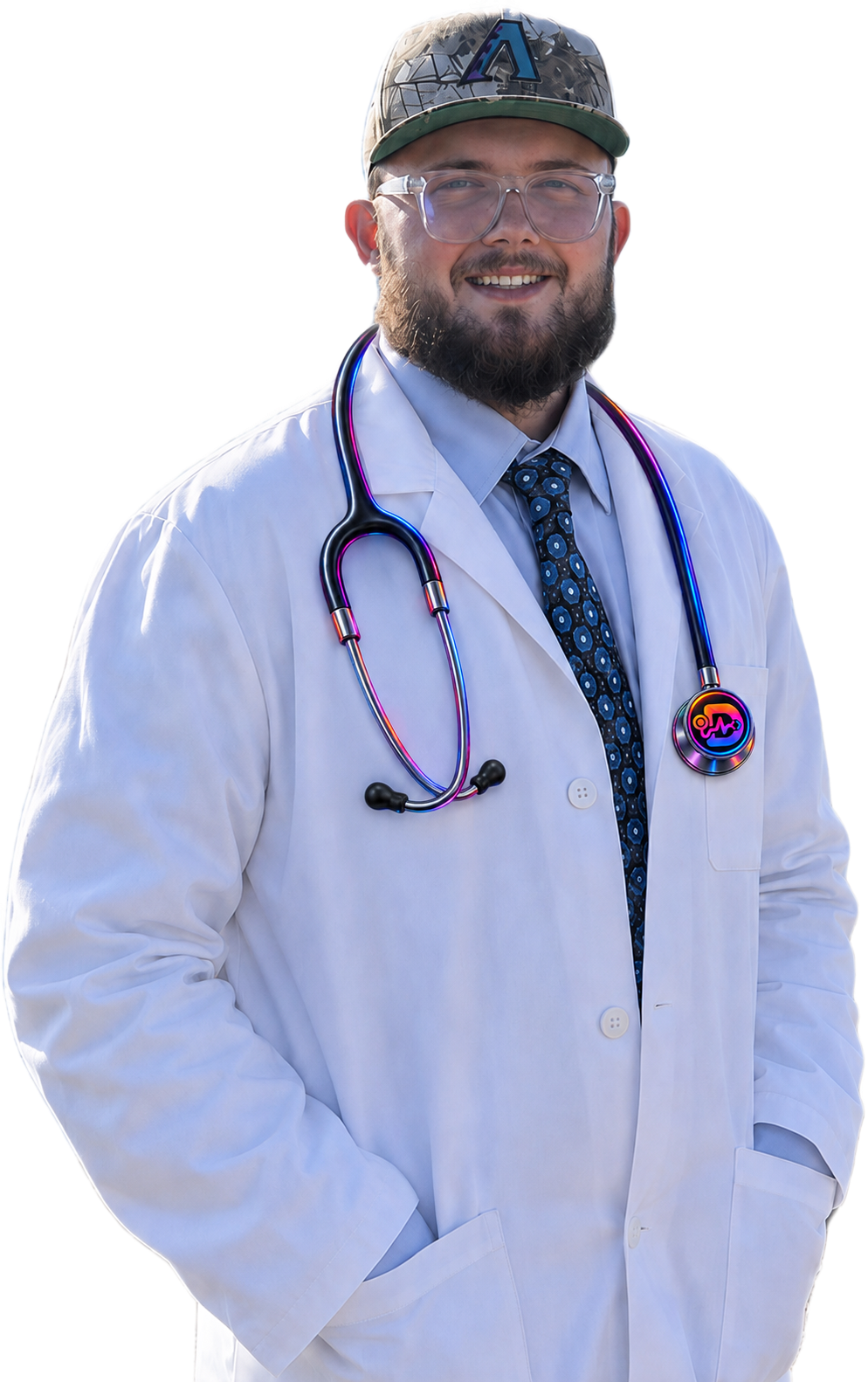 Hayden Lewis, partner and delivery lead at Dr. Lovable, in a lab coat